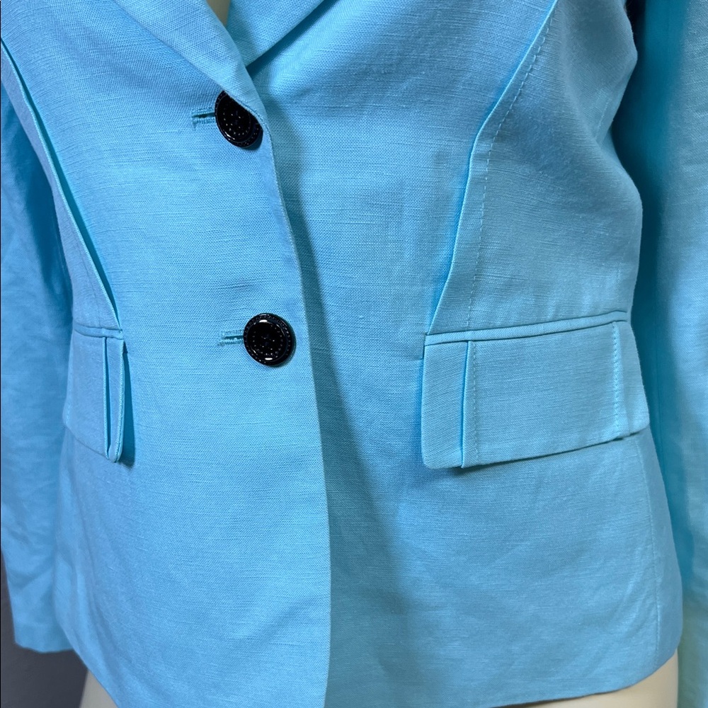 Women's Light Blue Tailored Single-Breasted Blazer - Picture 6 of 7